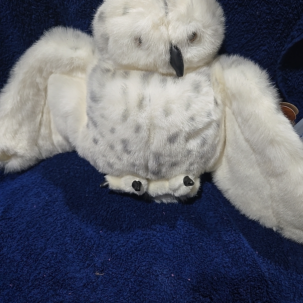 Plush White Owl Toy for Birds
